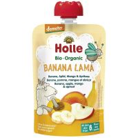 Holle Bio Organic Пюре Banana Lama из яблок/банан/манго/абрикос (6мес +) 100г